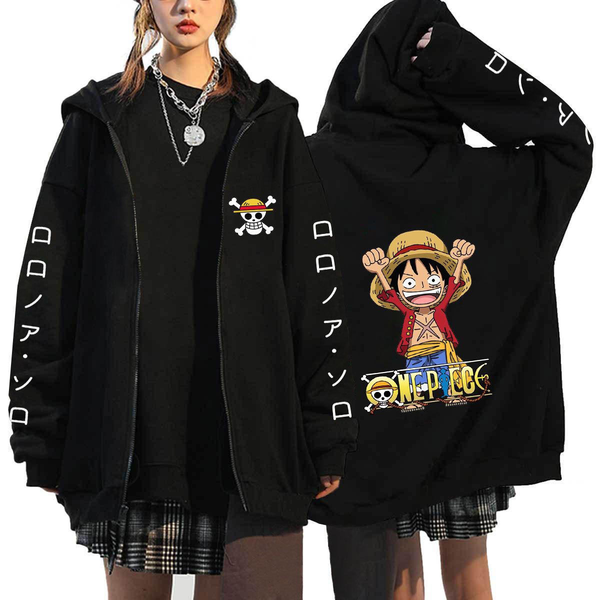 

Аниме толстовки ONE PIECE Луффи Зоро Чоппер Мужские куртки Косплей Повседневные куртки на молнии Харадзюку Унисекс Мультяшные свитшоты Хип-хоп Худи Уличная одежда XL