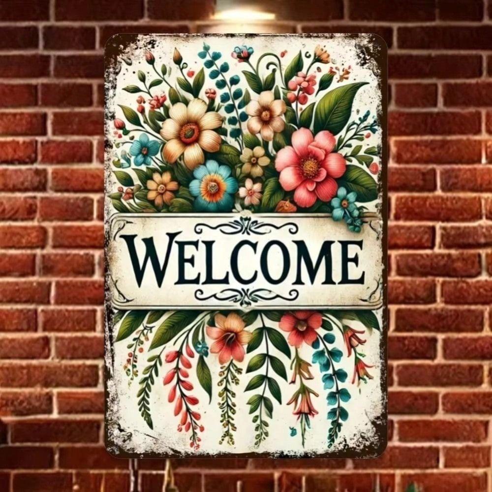 Metal Wall Art Poster, Spring Flower Home Decor, Vintage Tin Sign