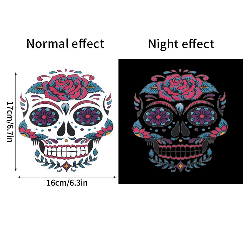Mexico Day of the Dead Luminous Facial Tattoo Sticker Halloween Party Decoration Halloween Dress Up Day of the Dead DIY Party