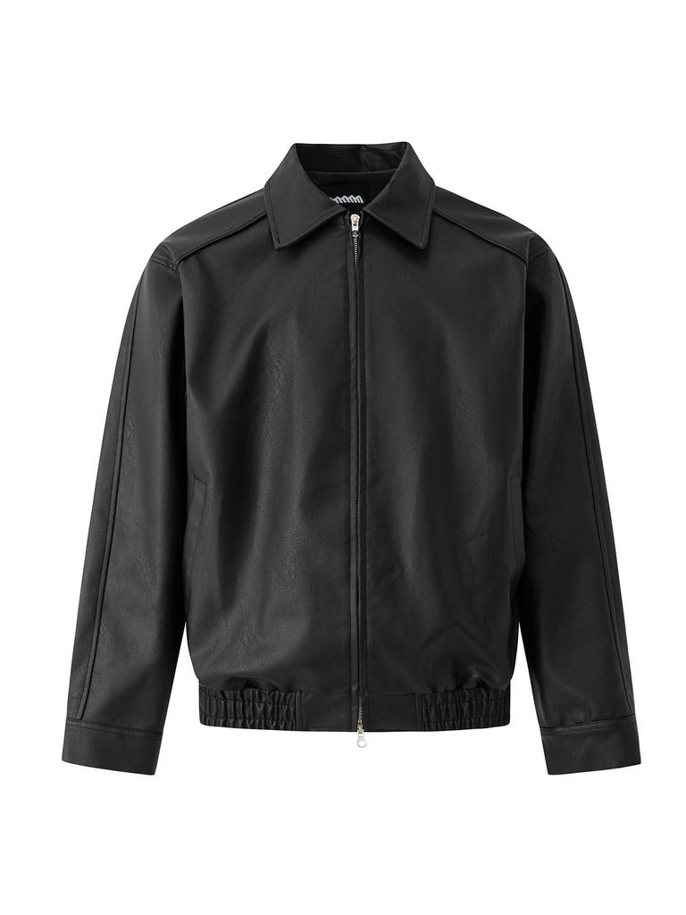 BJ Pánská Retro Podzimní Kožená Bunda - Ležérní, Pánská, Volný Střih, Korejský Styl pro do Práce s Límcem.