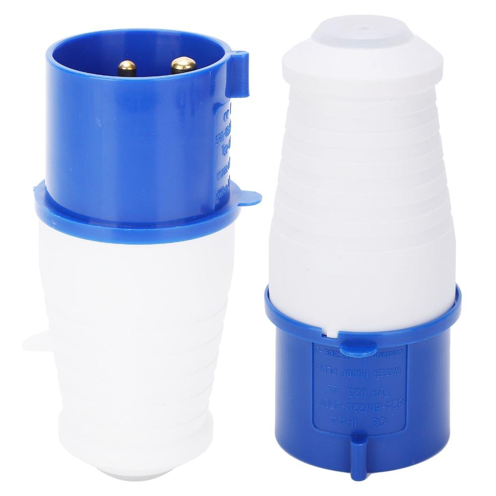 2 Pcs 3Pin SinglePhase Industrial Plug Connector 32A 220-250V Brass Rod Industrial Power Waterproof Blue Power Plug Set