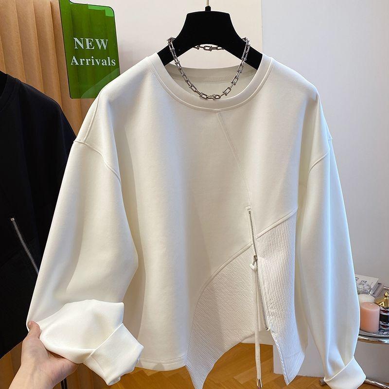 Women S Plus Size Loose Fit Irregular Design Sweatshirt