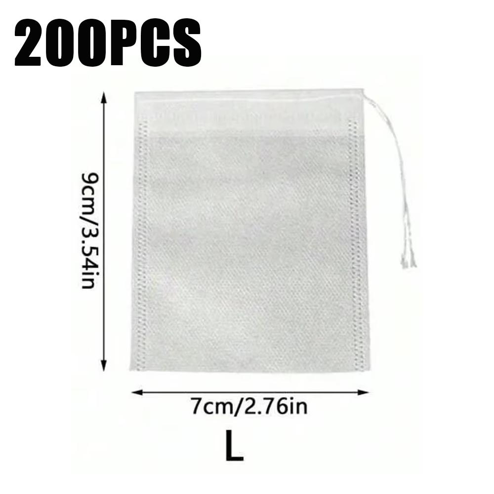 100/200pcs Disposable Tea Filter Bags Drawstring Style Empty Bags Non-Woven Sealing Teabags For Spice Coffee Tea Kitchen Tools