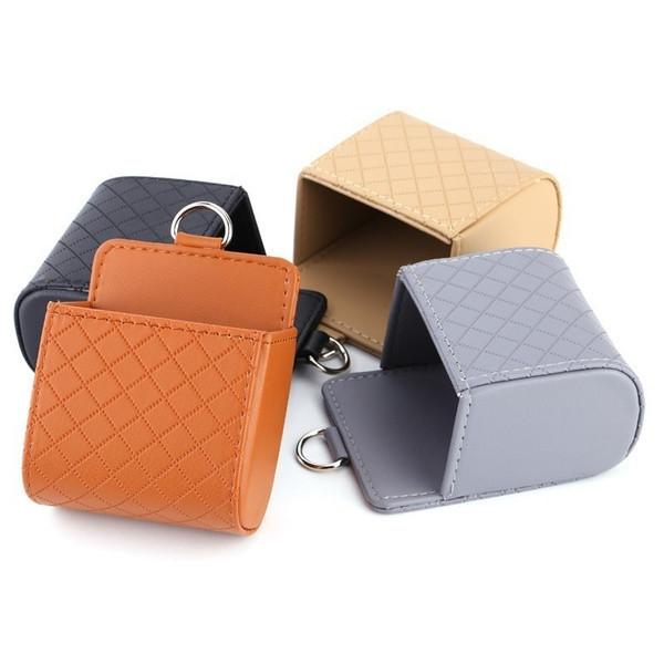 Leather Car Air Vent Storage Bag Creative Cartoon Multifunctional Phone Coin Organizer Box
