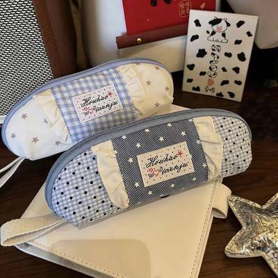 Dot Pattern Student Stationery Bag Multi-functional Makeup Pouch Cute Pencil Case