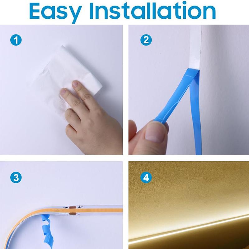 Taśma LED COB WiFi Tuya Smart Life Lampka nocna do sypialni Ściemnialna taśma świetlna COB Elastyczna taśma świetlna DIY 12 V Sterowanie aplikacją Współpraca z Alexą Google Home