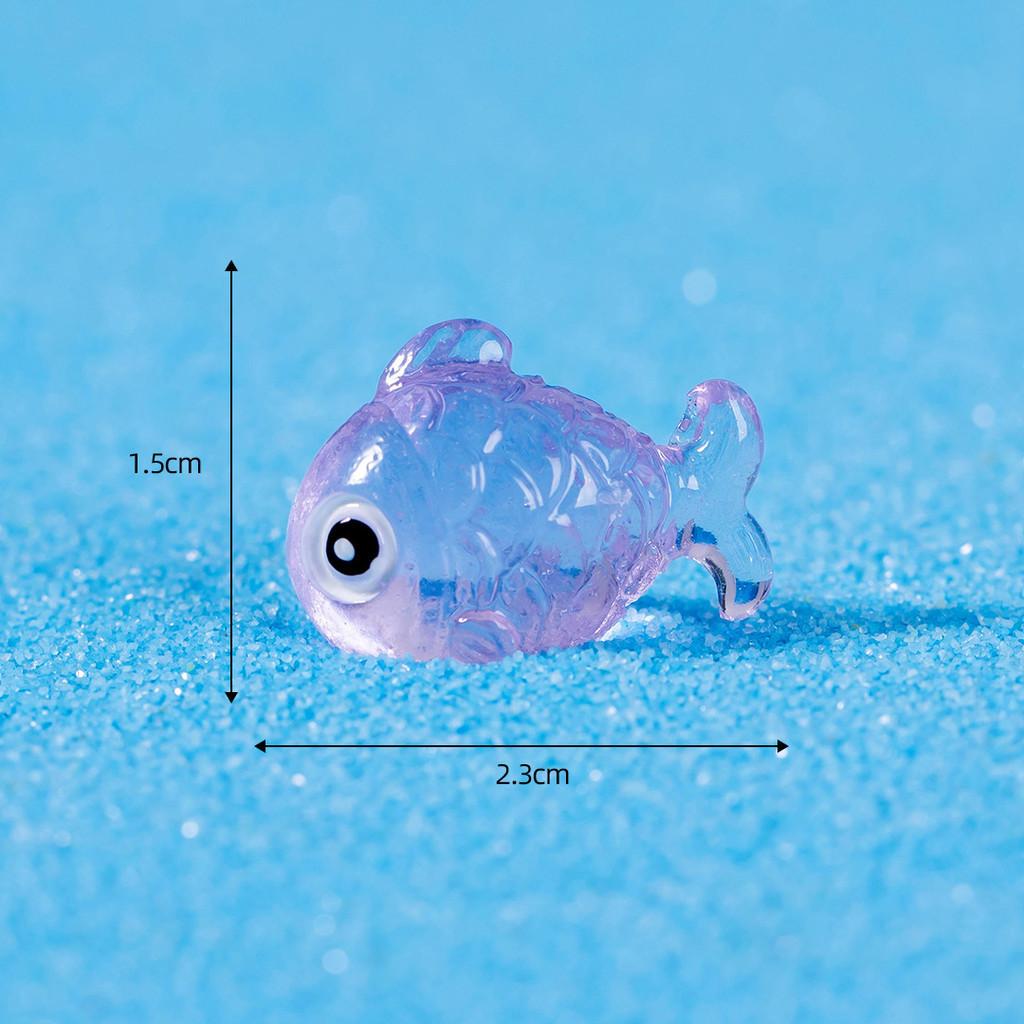 Vibrant Glowing Fish Resin Ornament Cartoon Style For Desktop And Terrarium Decor