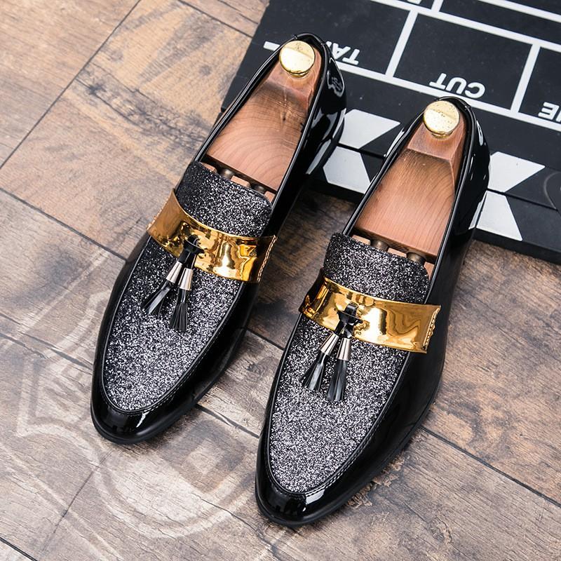 Mens Wide Width Slip-On Pointed Toe PU Leather Dress Shoes Casual Wear Sizes 38-47