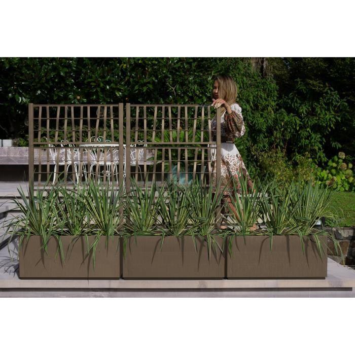 STEFANPLAST Bac À fleur/Jardinière ETHICA Rectangulaire 80 Cm Avec Treillis - 80x36xh 140 Cm - Taupe