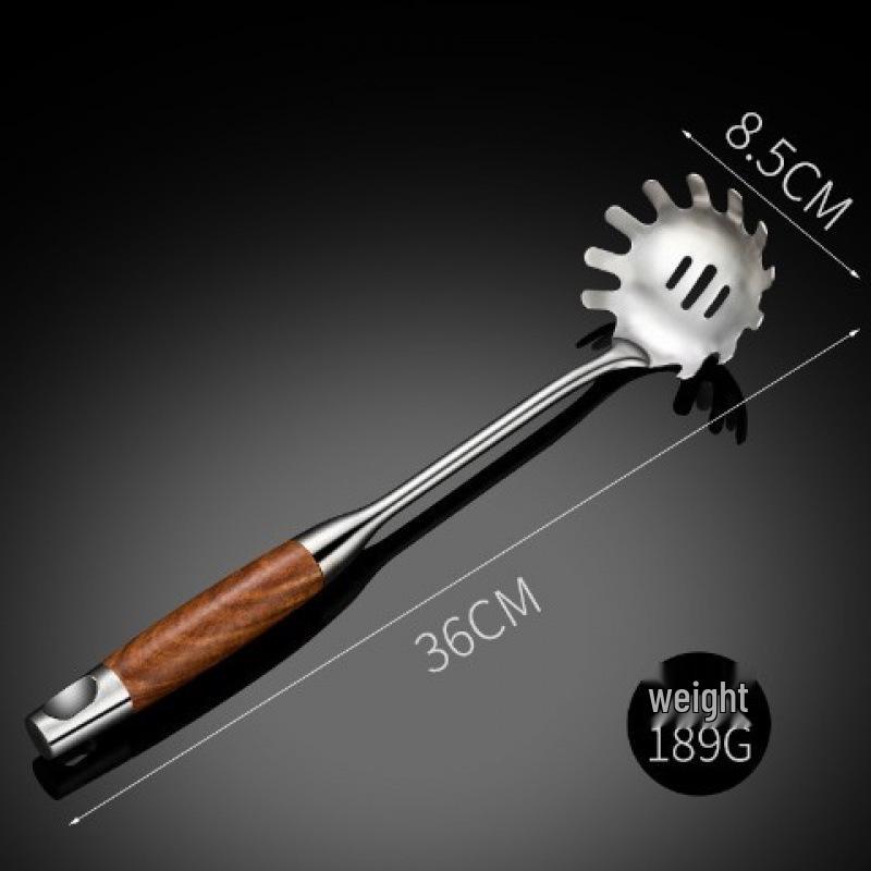 Pearwood Handle Stainless Steel Ladle - Long Handle Spoon for Soup, Porridge, and Stir-fry.