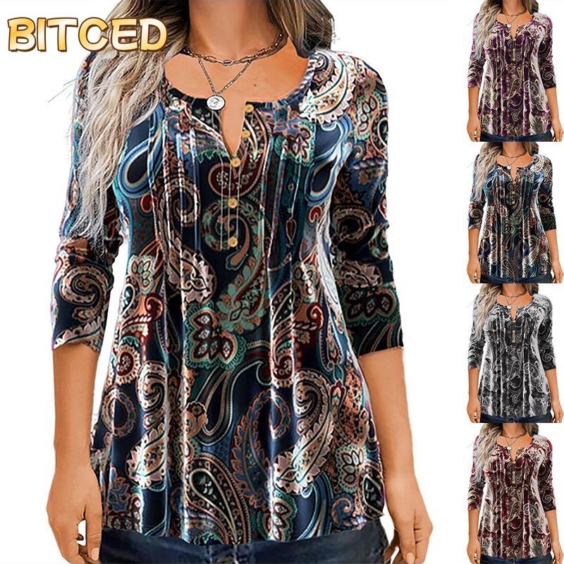 BITCEDWomen's Fashion Casual Long Sleeve O Neck Blouses & Shirts