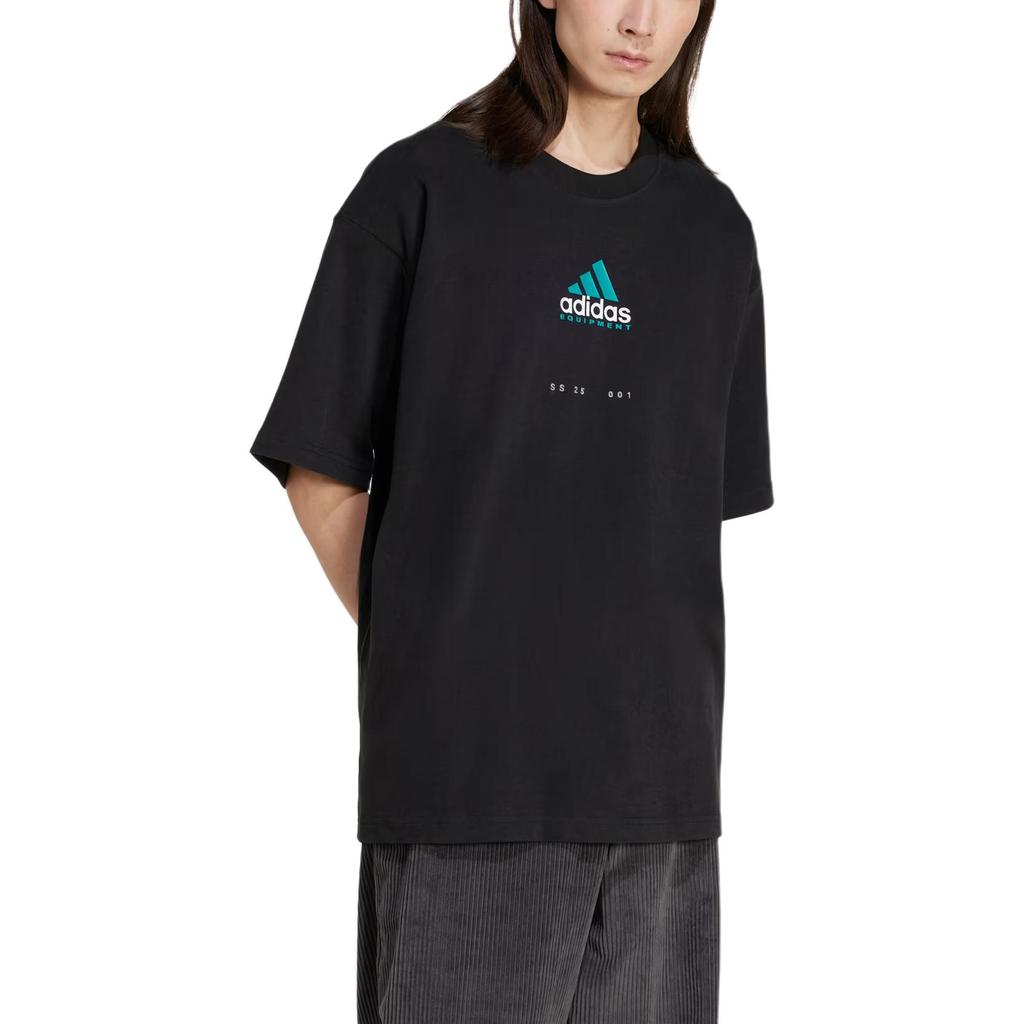 adidas Serie EQT Comoda Semplice Larga T-shirt a Maniche Corte Uomo Top Nero JN4848