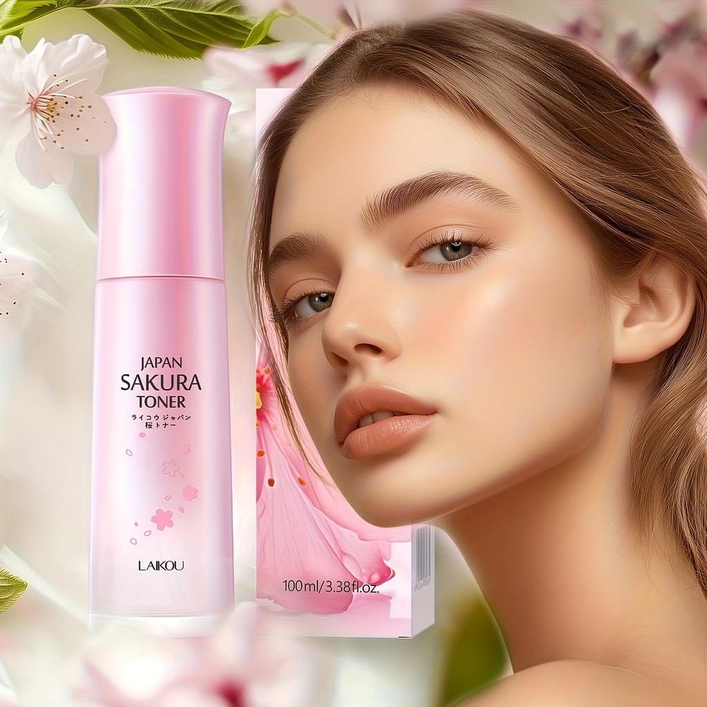 LAIKOU Japonský třešňový toner 3,38 fl.oz, Hydratační pleťová péče s niacinamidem a extraktem z listů portulaky, 100 ml