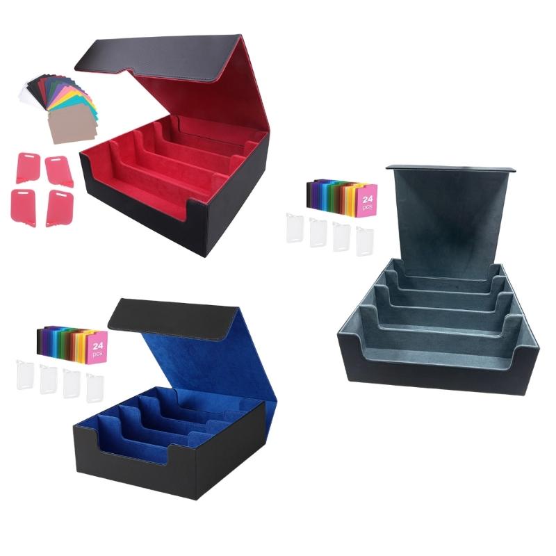 Large Capacity Trading Card Storage Box PU Leather Collectible Game Case Dustproof Container Gaming Card Holder
