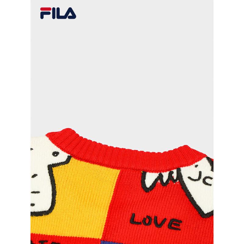 FILA Unisex Square Plaid Graffiti Knit Sweater