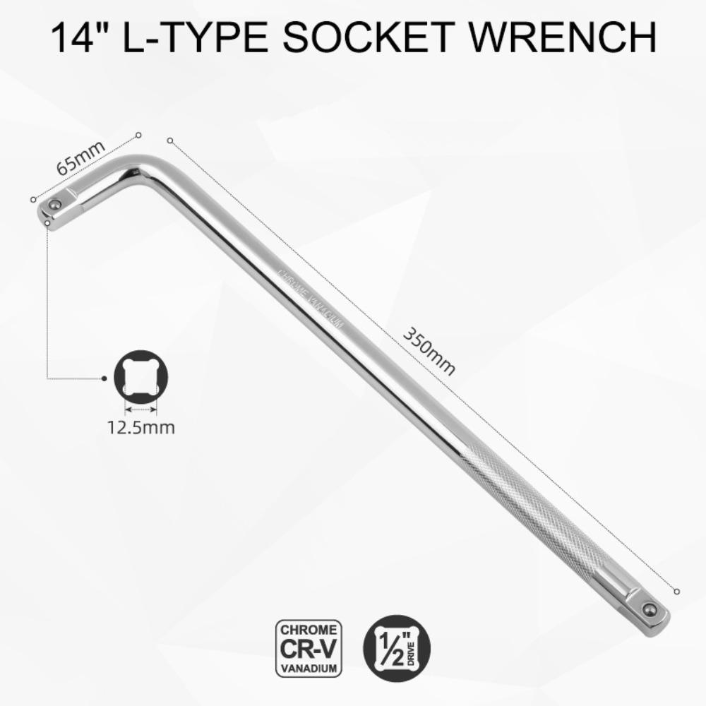 Hand Tool 1/2" Drive Socket Extension Bar CR-V Silver Breaker Bar 200-350mm Extension Bar