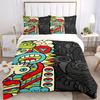 3pcs Psychedelic Patterns 1Cover + 2Pillowcases, PillowInserts NotIncluded, Machine Washable, All - Season Use, Suitable for Bedroom Guest Room99