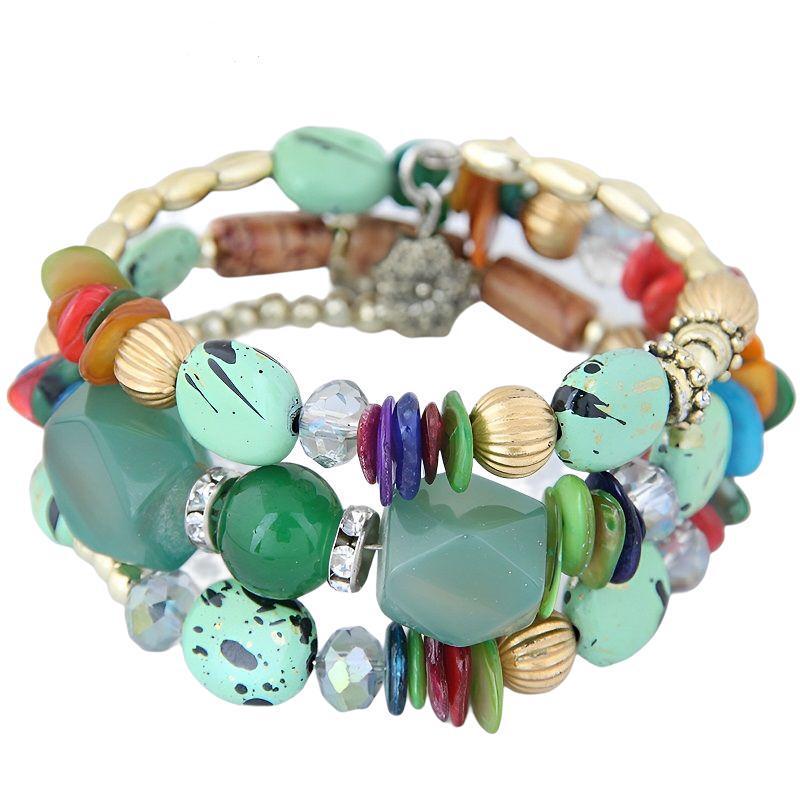European & American Bohemian Multi-layer Agate Shell Elastic Bracelet for Women