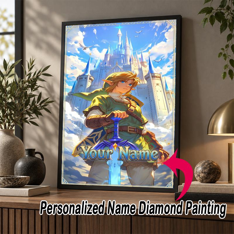 Custom Name Zelda 5D Diamond Painting Personalized Full Drill Diamond Art Kit Gift
