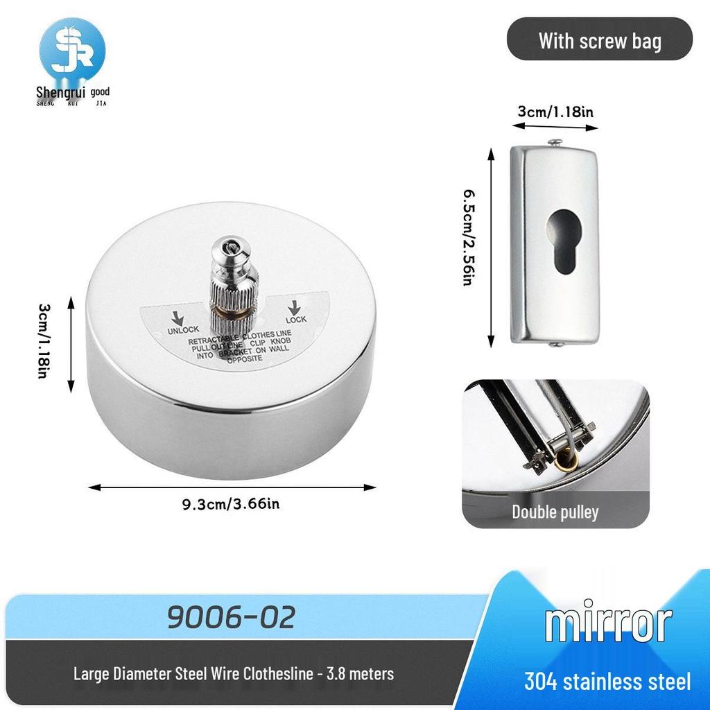 304 Stainless Steel Retractable Clothesline - No-Drill, Invisible Wall Mount, Indoor Nylon Drying Rope