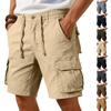 Herren Cargoshorts Lockere Passform Kordelzug Taille Mehrere Taschen Leichte Baumwolle Lässige Outdoor-Shorts