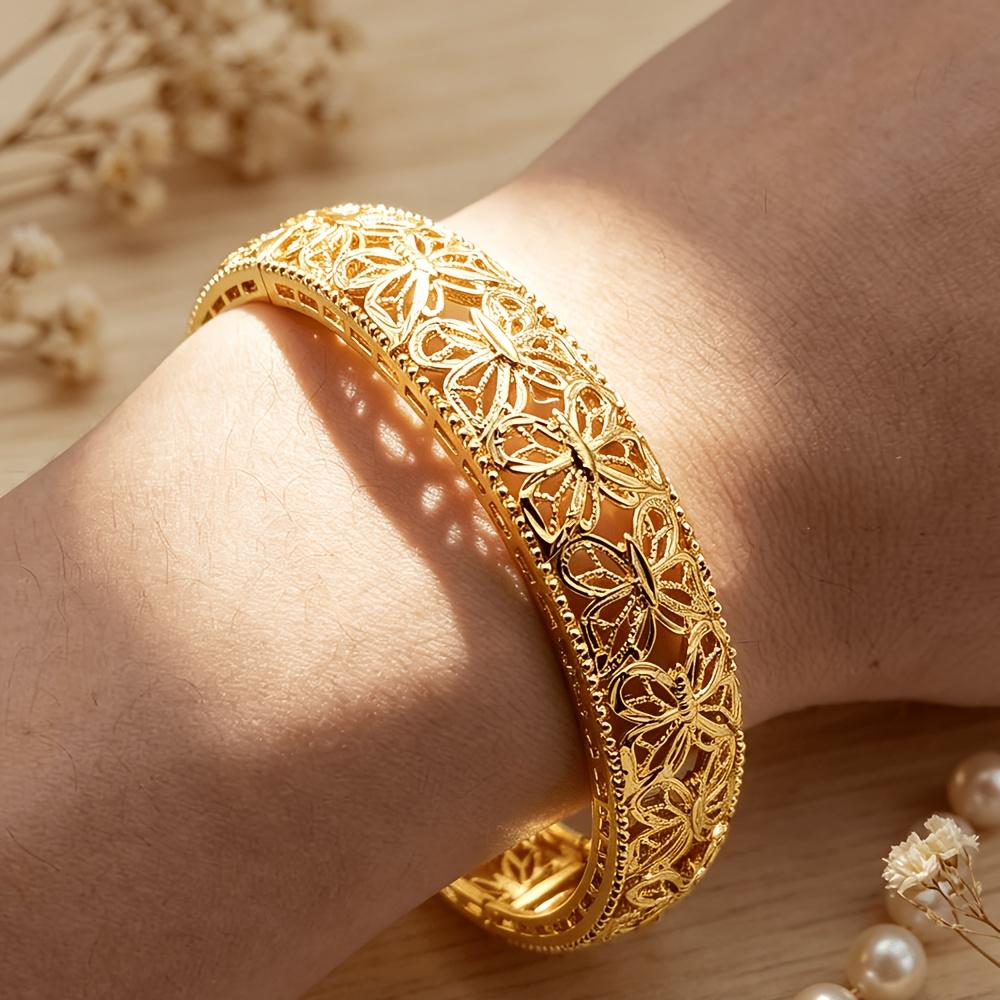 Bohemian Style Bracelet, Gold Plated Zinc Alloy, Butterfly Leaf Pattern