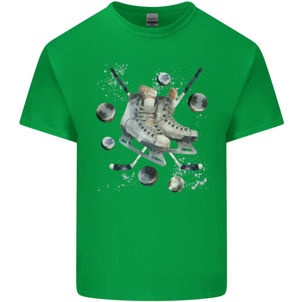 Ice Hockey Boots Stick Pucks Unisexs Light Cotton Tshirt