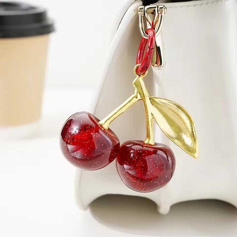 Chic  Cherry Keyring Exquisite Fruits Pendant Keychain Women  Bag Charms Car Key Holder Trendy Charm Keyrings