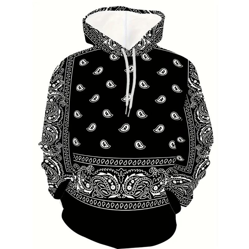 Creative Cashew Pattern Printed Hoodie Cool Men s Hoodie Men s Casual Flat Design Hoodie Paired With Kangaroo Pocket Streetwear S