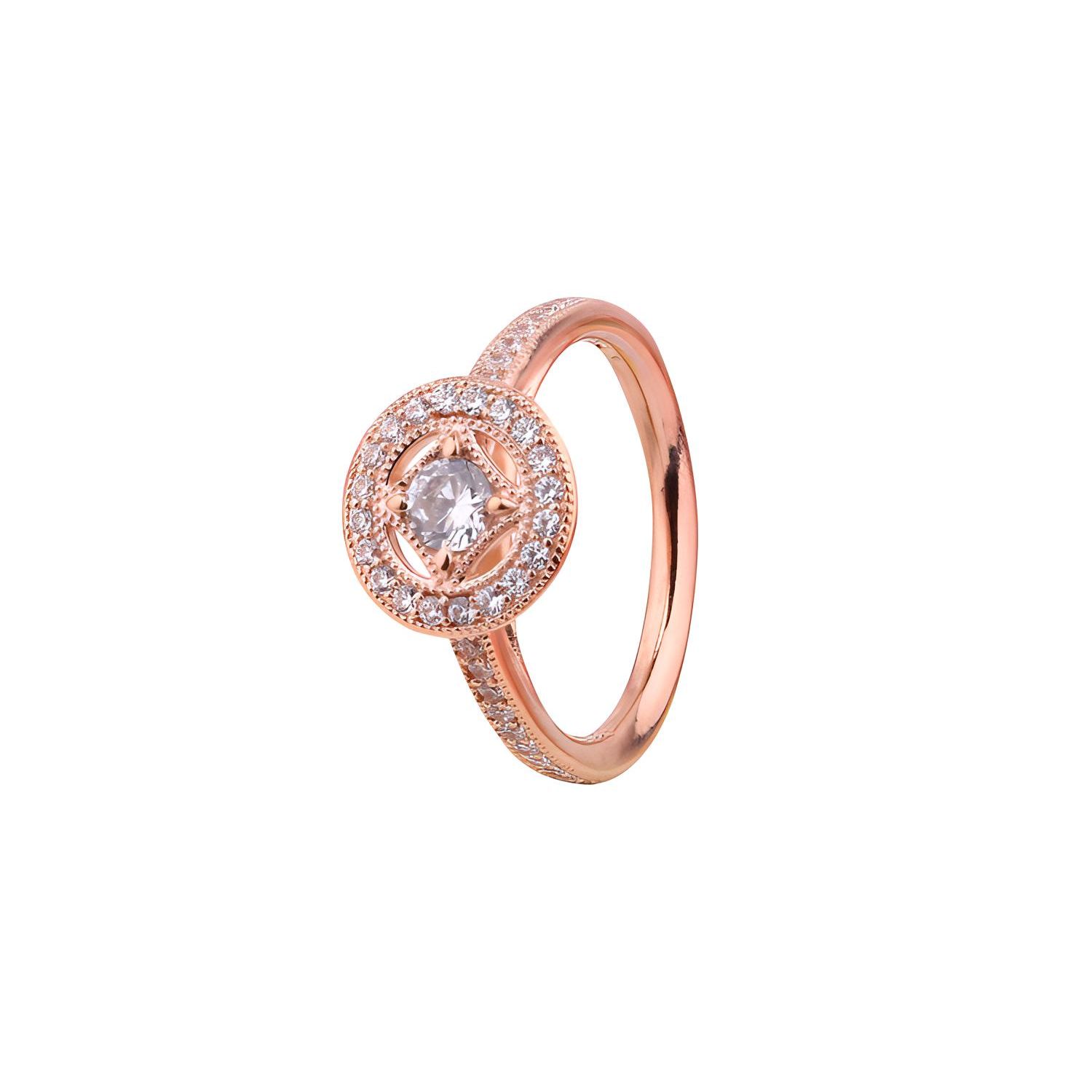 Pandora Rose Gold Vintage Round Charm Ring Women jewelry 181006CZ 48