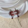 LATS Red Moon Gem Asymmetric Dangle Earrings Personality Unisex Hip-Pop Gothic Dark Ear Accessories Sweet and Cool Jewelry