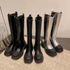 Krazing Pot Cow Leather Spring Winter Shoes Thick Bottom Platform Women Slip OnThigh High Boots