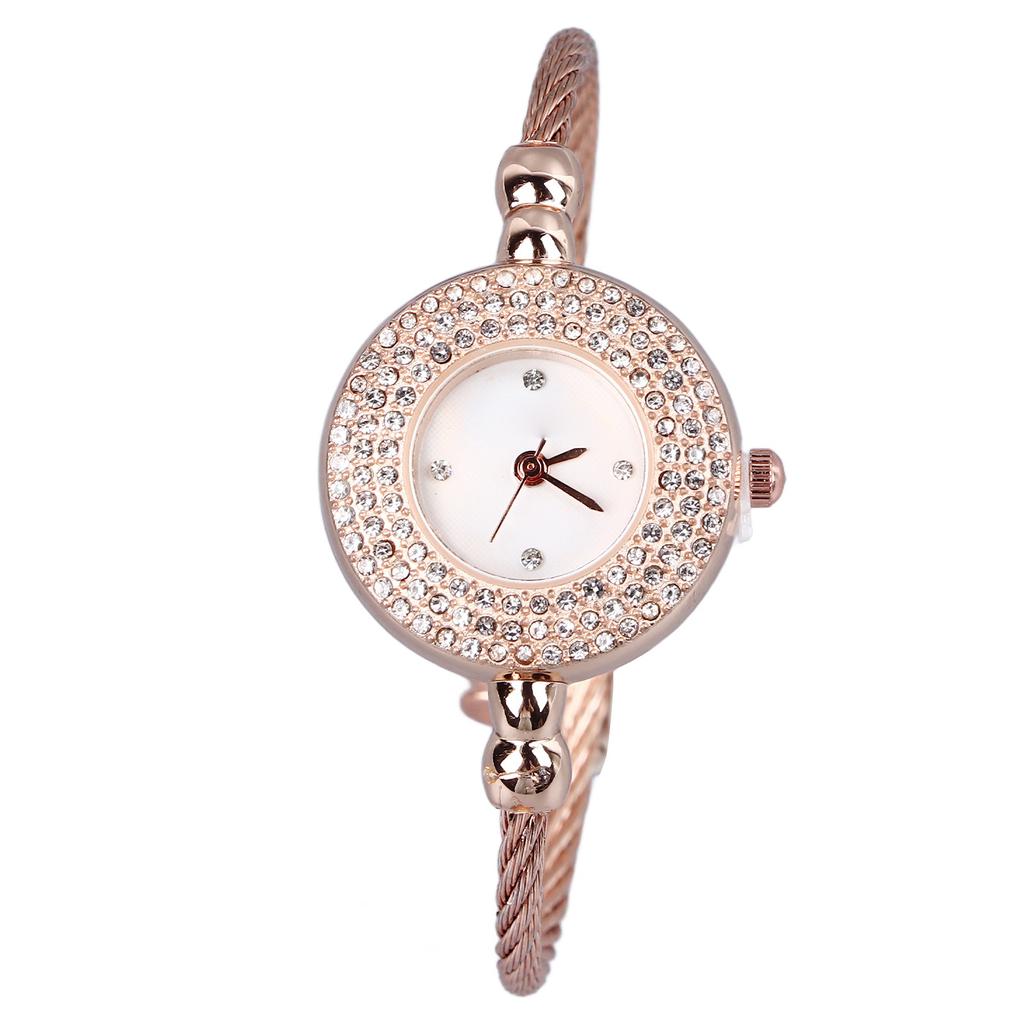 Women Bracelet Watch Quartz Movement Adjustable Thin Band Lady Watch for Daily Party Rose Gold