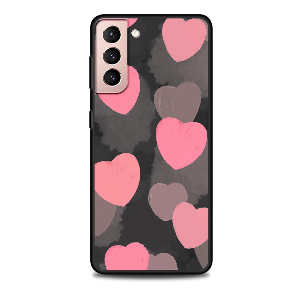 Love Heath Case for Samsung Galaxy S22 Ultra Phone Cover S21 S20 FE S10 5G S9 S8 Plus S10e S7 Edge Black Soft Silicon Cute Shell
