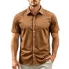 Camisa Casual de Manga Corta para Hombre Cuello de Botones Corte Ajustado Tejido Ligero Transpirable Camisa de Verano Primavera para Uso Diario