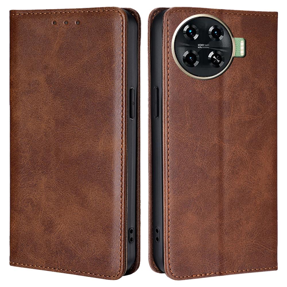 For TECNO Spark 20 Pro+ Case Calf Texture Leather Wallet Cover Magnetic Closing