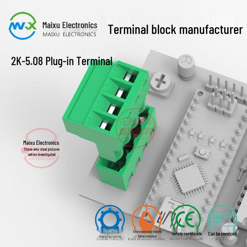 KF2EDGK 5.08mm Green PCB Plug-in Terminal Block, Environmentally Friendly Copper MSTB2.5-ST