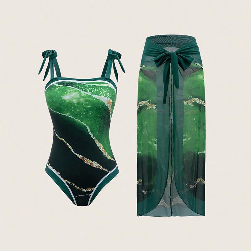 TS JYL-BK070 Lace-Up Conservative Bikini, Skirted Two-Piece Swimwear For Ladies S