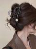 Fashion Hair Claw Clip for Women Unique Heart Shape Design with Pearl Accent Hairpin Stylish Hair Accessory for Updo Hairstyle
