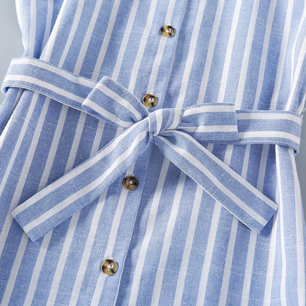 Summer New Girls Striped Dress Single Breasted Sleeveless Suspender Dress Children's Clothing