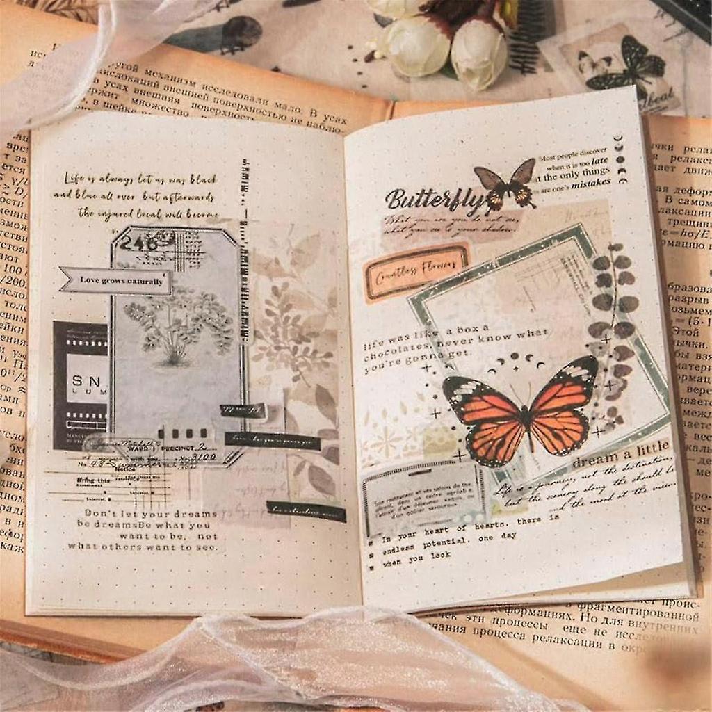 40 Sheets Nature Themed Washi Stickers Book For Adults, Botanical Plant Stickers Junk Journaling Sc