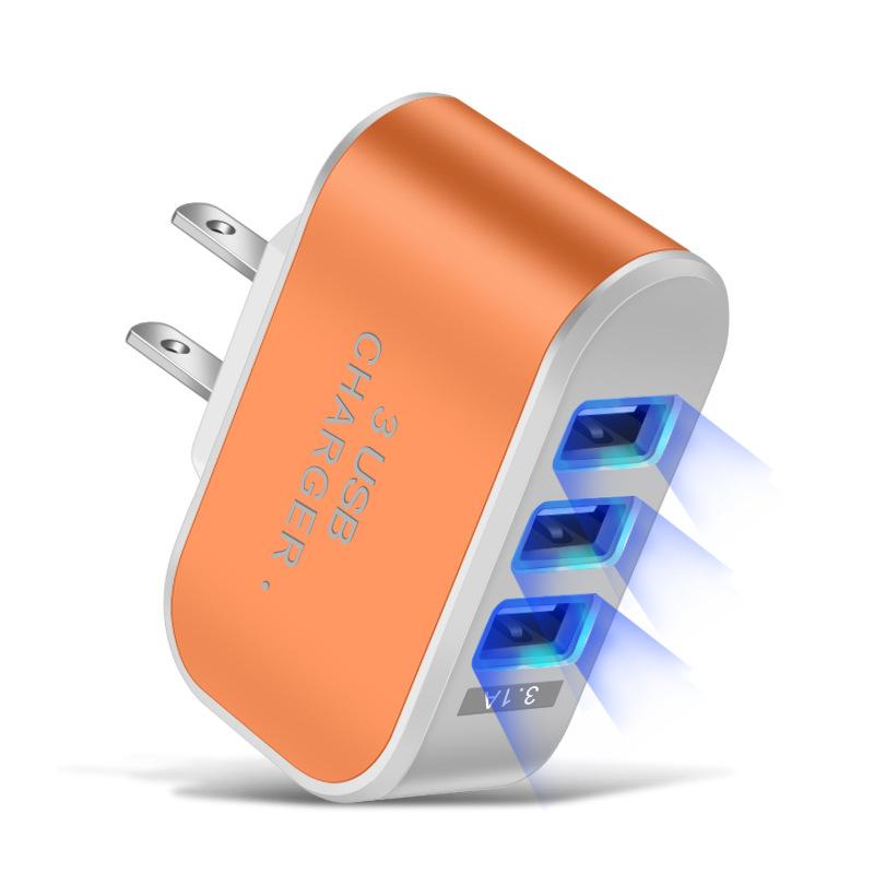 5V 1A 3-Port USB Wall Charger Adapter Candy Color For Mobile Phone Travel IPhone Charging Adapter With Indicator For Android Box