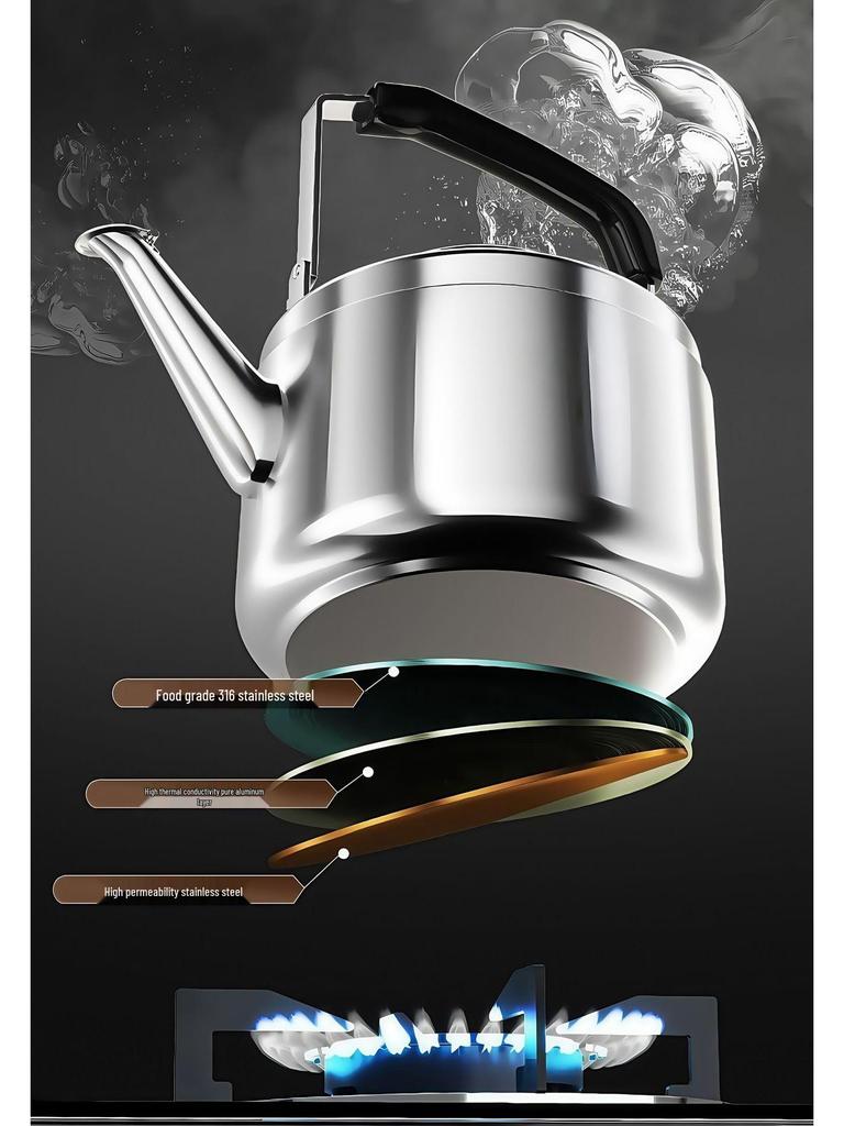 2025 Extra Thick 316 Stainless Steel Whistling Kettle, Large Capacity for Open Flame and Gas Stove