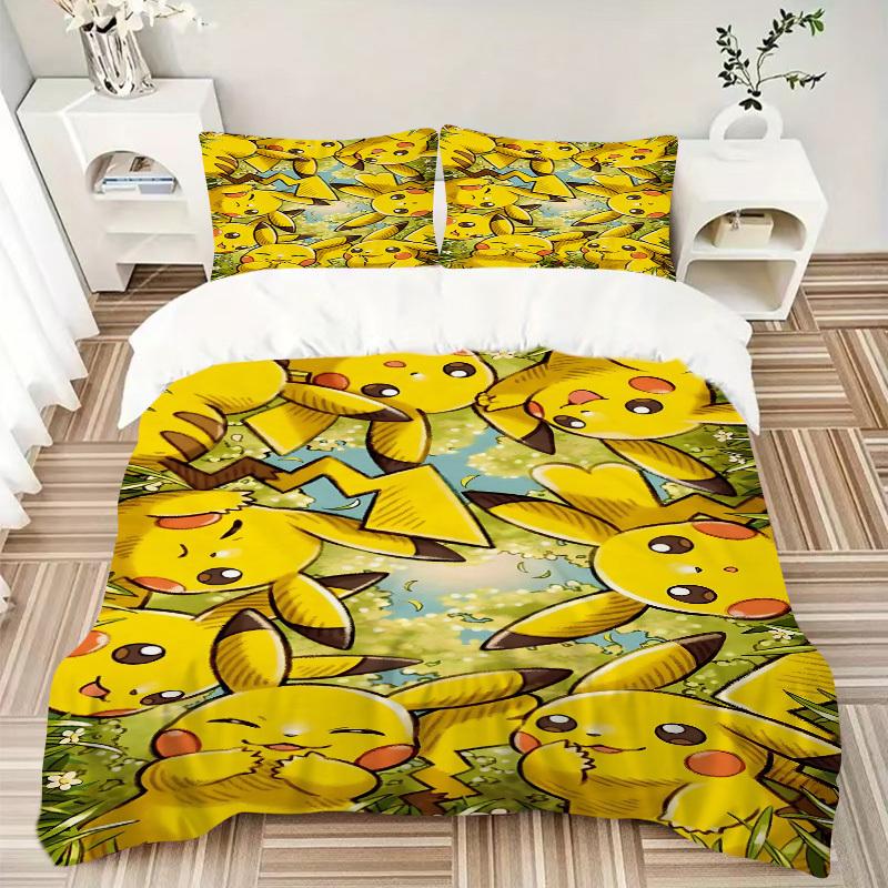 3pcs Pikachu Duvet Cover Set, Includes 1 Duvet Cover and 1/2 Pillowcases (No Insert) Yy251104227