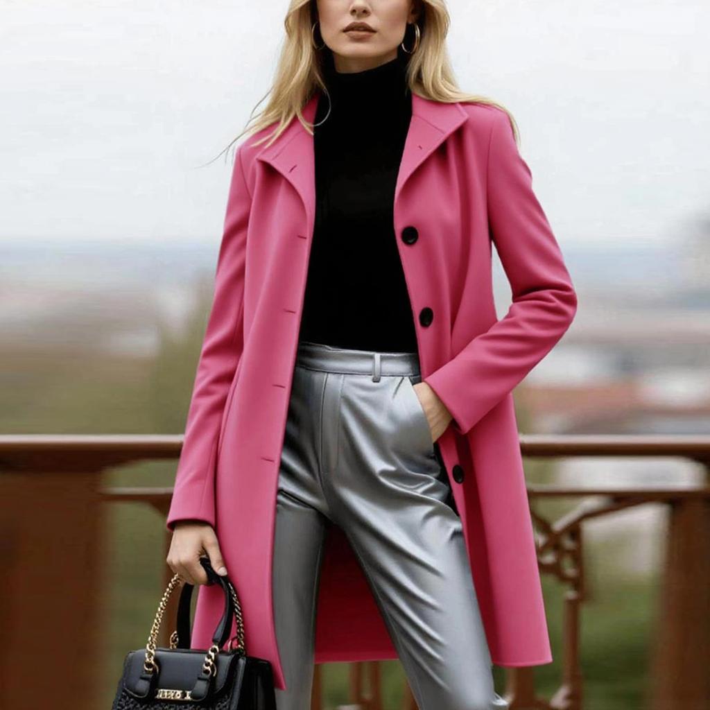 Casacos Para Mulheres Casaco Trench Simples Abotoadura Moda Linha A Outono Inverno