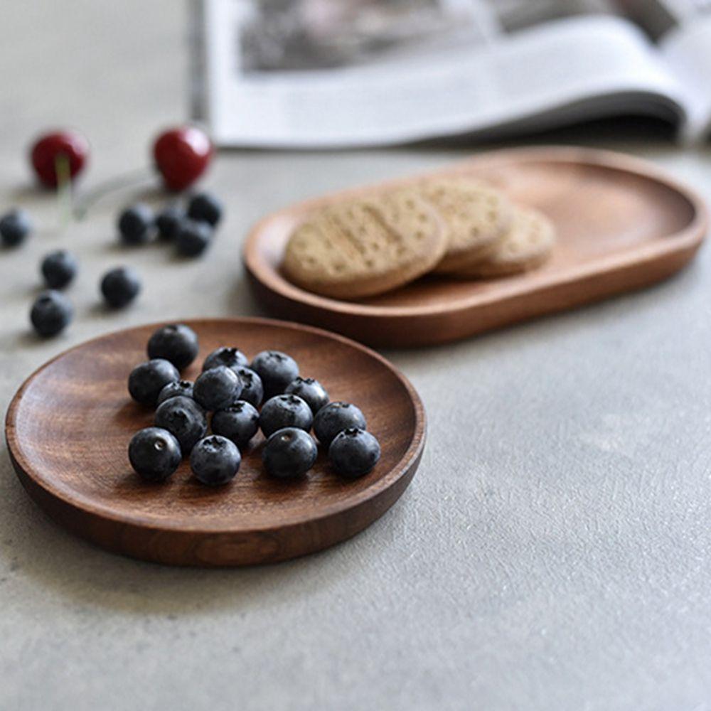 Solid Wooden Tray Household Tableware Bread Dessert Wooden Plate Serving Tray Snack Plate Food Dish