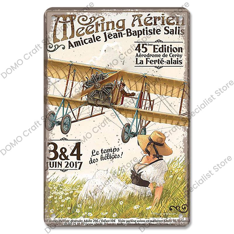 Airplane Poster Metal Tin Signs Vintage Model Plane Meeting Aerien Metal Plate Wall Decor Bar Club Garage Home