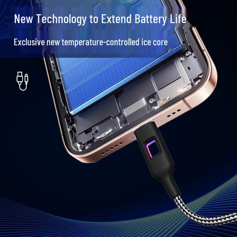 Kirin Dragon 120W Fast Charging Type-C Cable with Colorful Breathing Light for Redmi, Xiaomi, Huawei - Braided Design