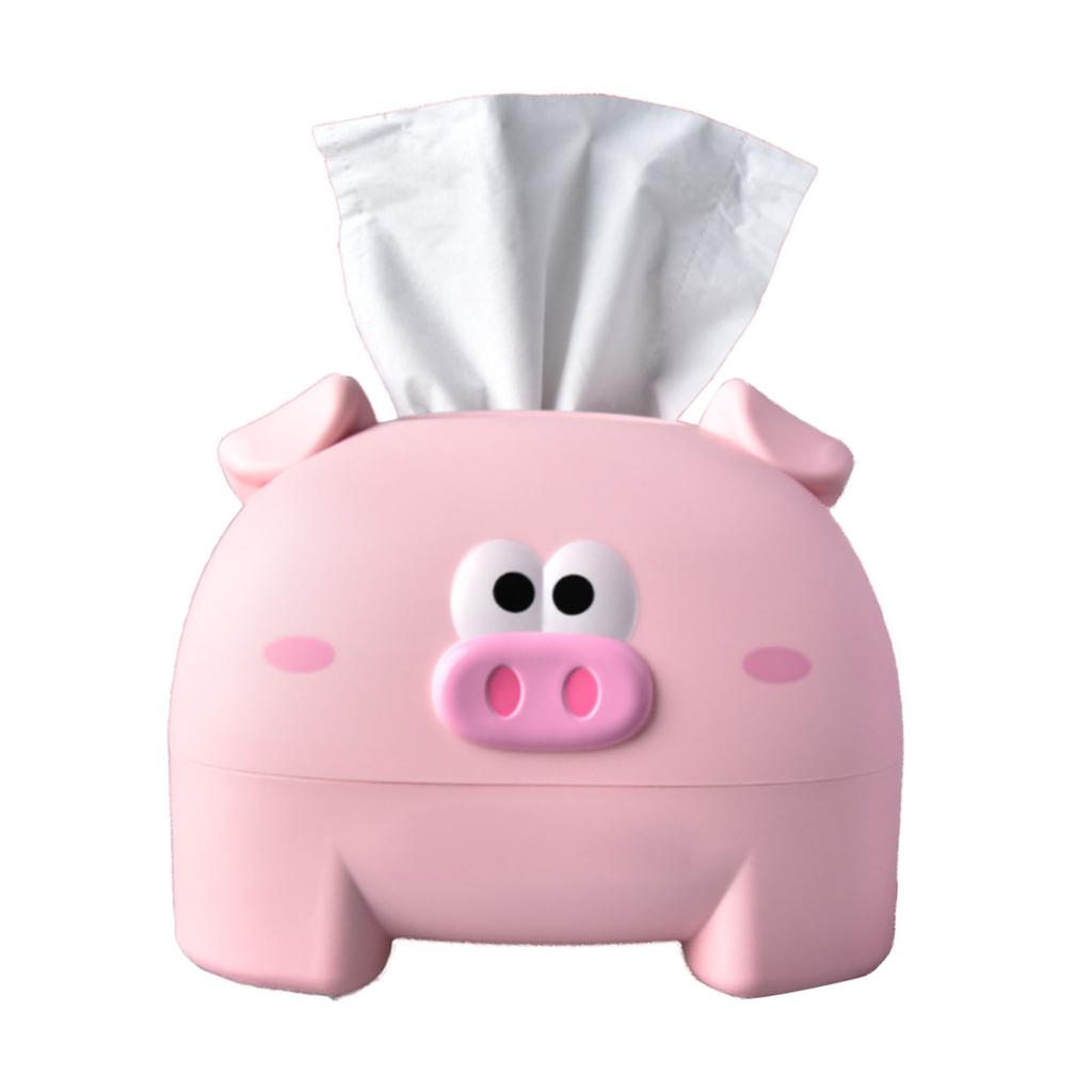 Cute Tissue Storage Box Pig Shaped Decorative Towel Napkin Container Case For Tabletop Pink