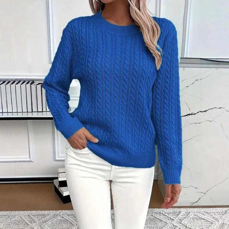 Elegant Ladies Solid Color Sweater Soft Round Neck Pullover Comfortable Fitted Durable Versatile Fashion Casual and Formal Wear